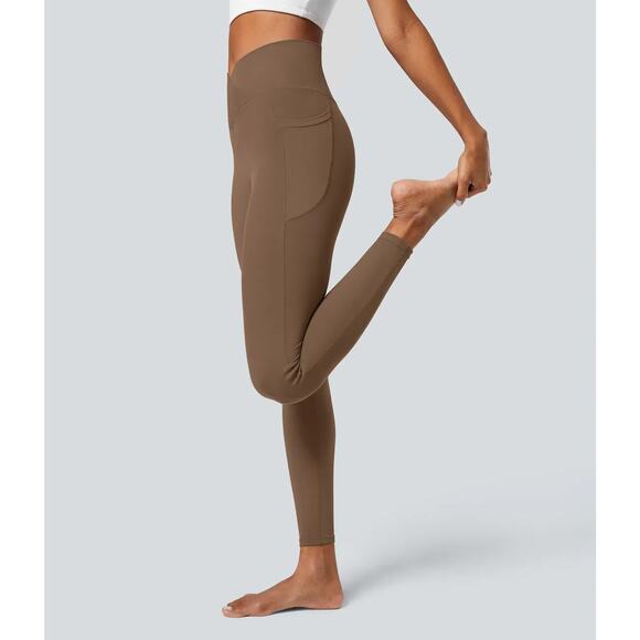 Halara Leggings Womens XL Brown Softlyzero Crossover Full Length Yoga Pockets - Picture 11 of 12